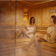 two women are having steam bath